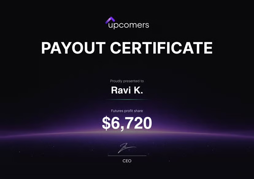 Upcomers payout certificate